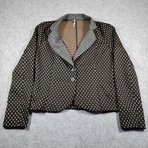 Free People Womens Black Blazer Jacket Contrast Lapel Size L